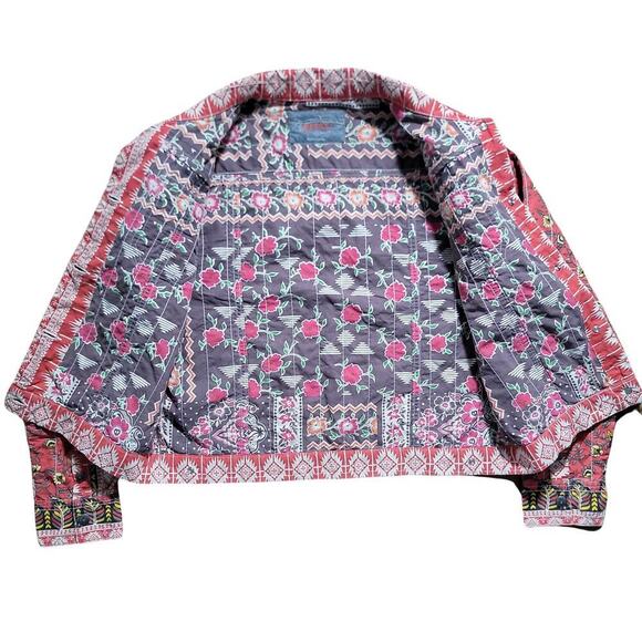 GRAMICCI Jaime Arizona Orange Aztec Printed Cropped Button Up Jacket Womens L - Picture 2 of 16